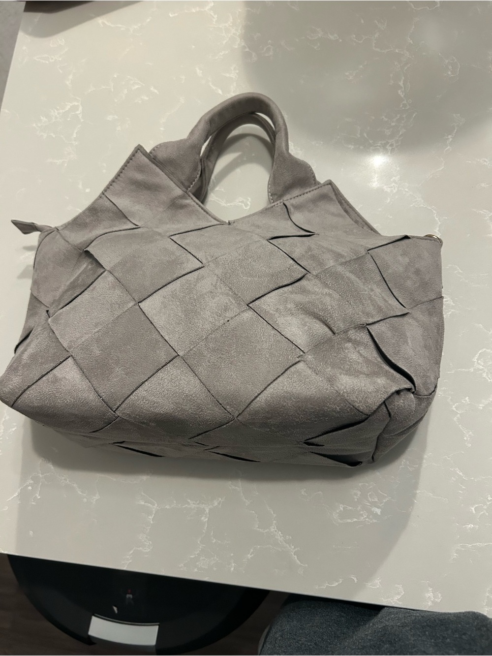 Gray Woven Tote Bag – Women's Handbag